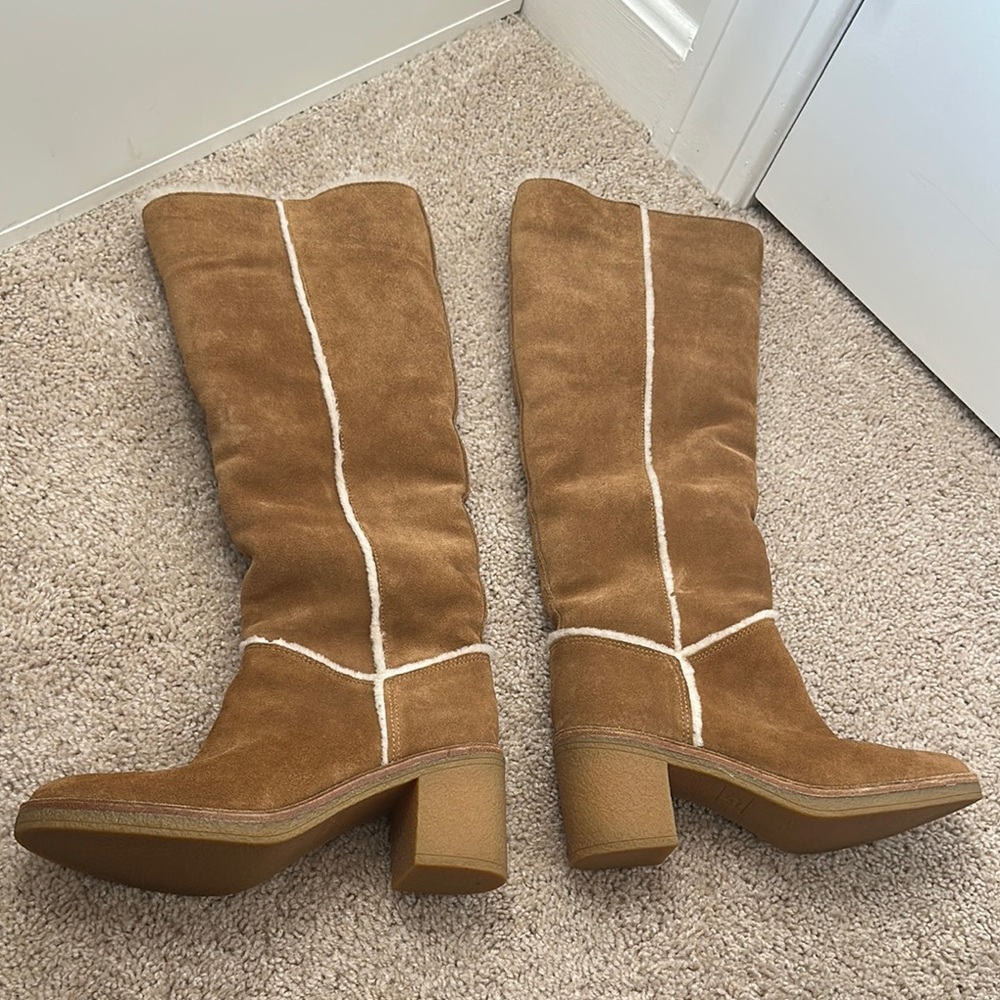 UGG Tan Heeled Boots with Suede Finish